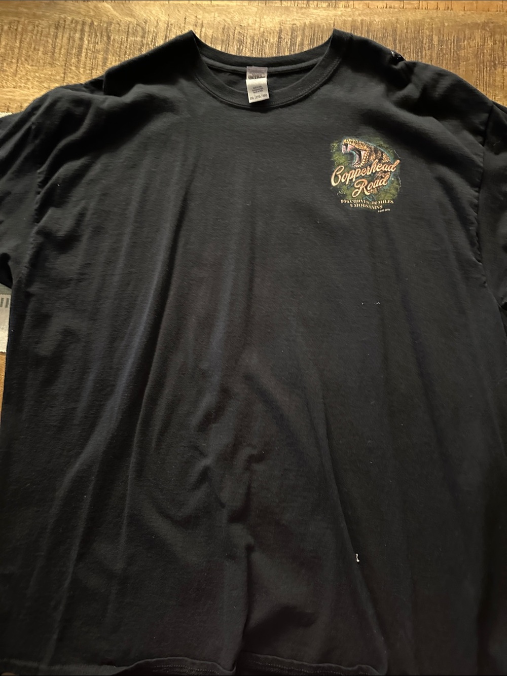 Gildan Black Short-Sleeve Tee with Small Copperhead Road Graphic